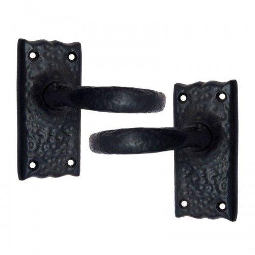 "Jehoiachin" Black Iron Door Handle with Plate 